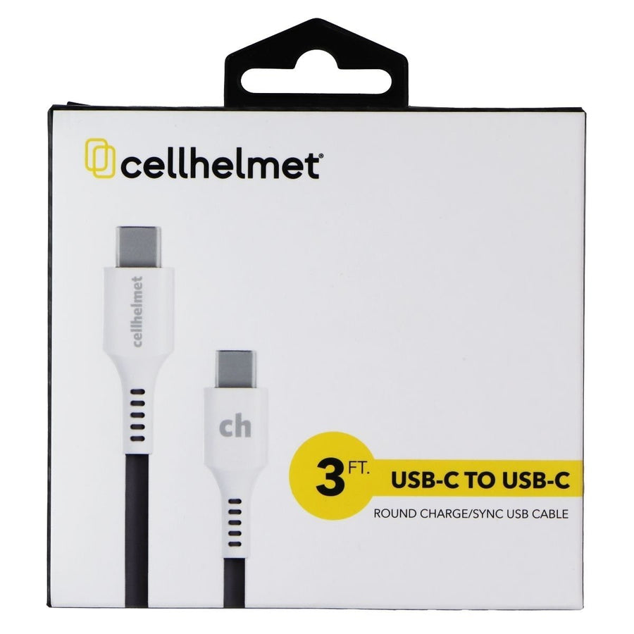 CellHelmet (3-Ft) USB-C to USB-C Round Charge/Sync USB Cable - Gray/White Image 1