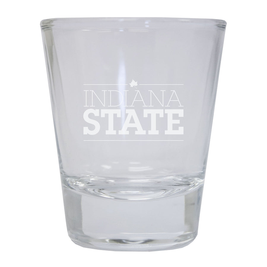 Indiana State University Etched Round Shot Glass Officially Licensed Collegiate Product Image 1