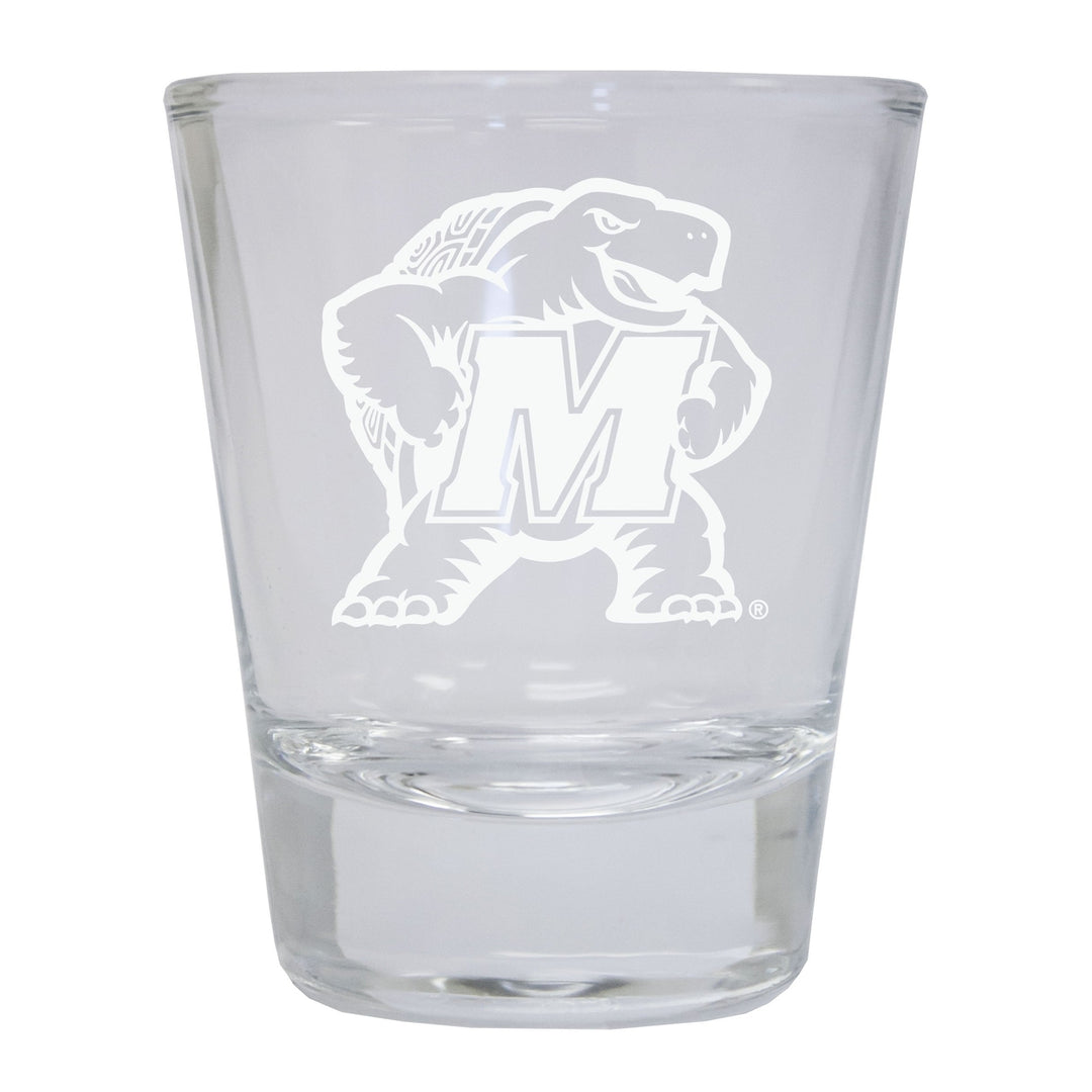 Maryland Terrapins Etched Round Shot Glass Officially Licensed Collegiate Product Image 1