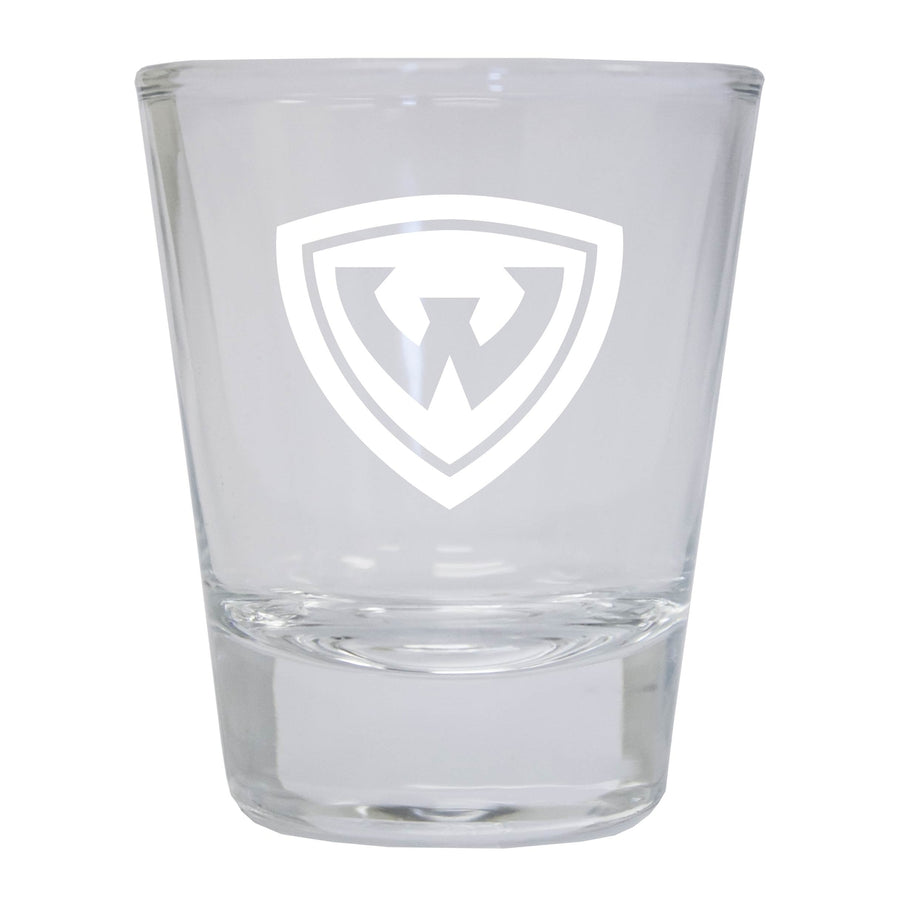 Wayne State Etched Round Shot Glass Officially Licensed Collegiate Product Image 1