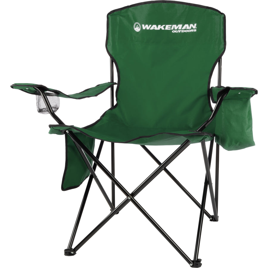 Camping Chair - 300lb Capacity Folding Chair with Cupholder and Built-In Cooler - Oversized Heavy Duty Outdoor Camp or Image 1
