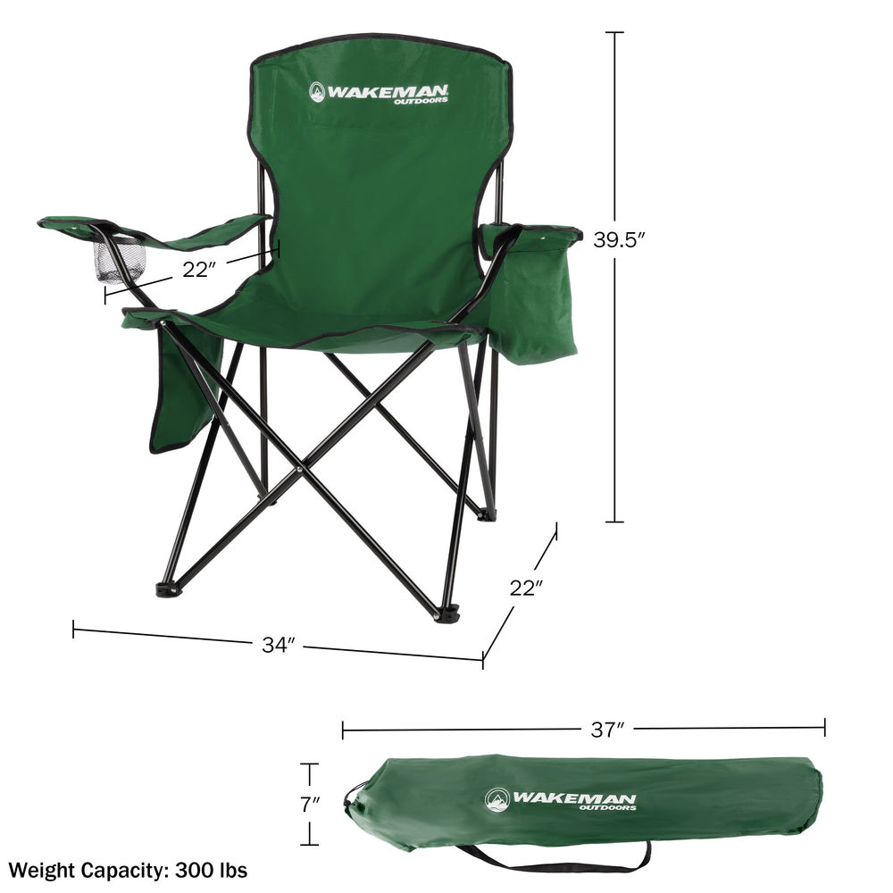 Camping Chair - 300lb Capacity Folding Chair with Cupholder and Built-In Cooler - Oversized Heavy Duty Outdoor Camp or Image 2