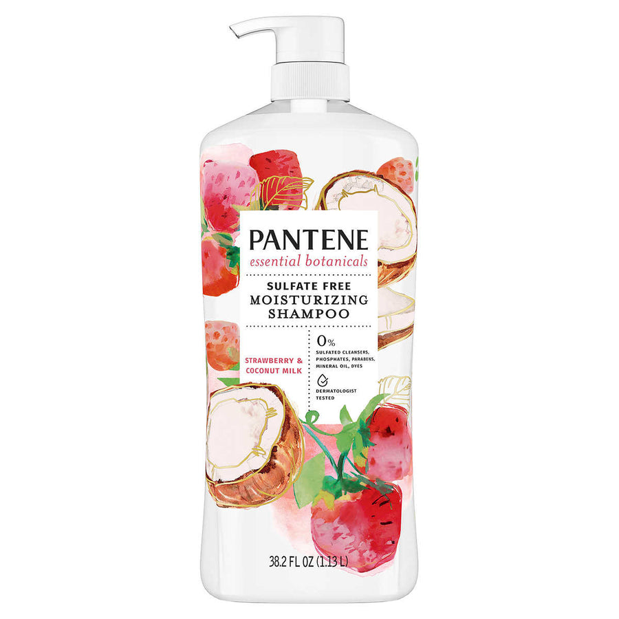 Pantene Essential Botanicals Strawberry and Coconut Shampoo38.2 Fluid Ounce Image 1