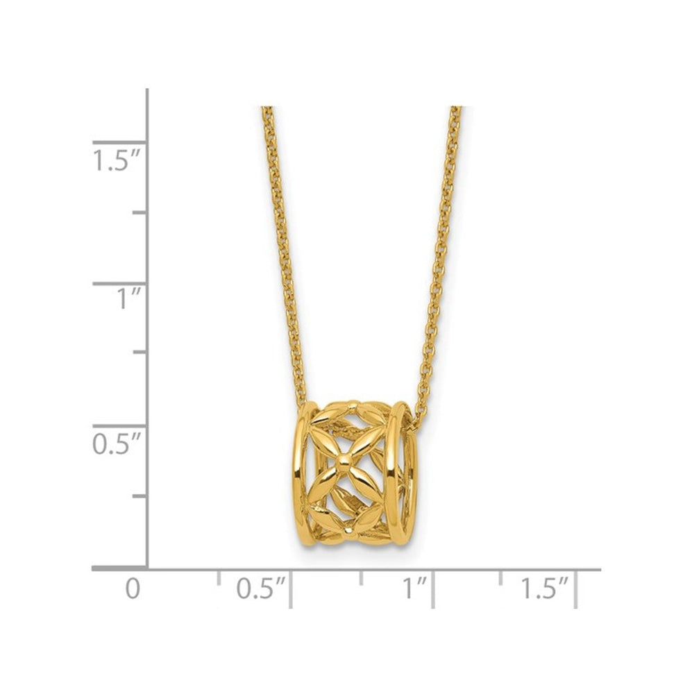 14K Yellow Gold Floral Bead Pendant Necklace with Chain (17 inches) Image 2