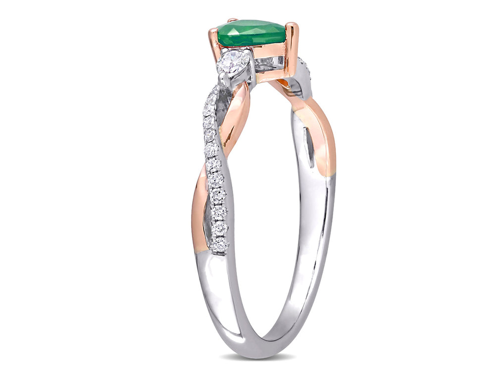 1/4 Carat (ctw) Emerald Pear Infinity Ring in 14K White Gold with Diamonds Image 2