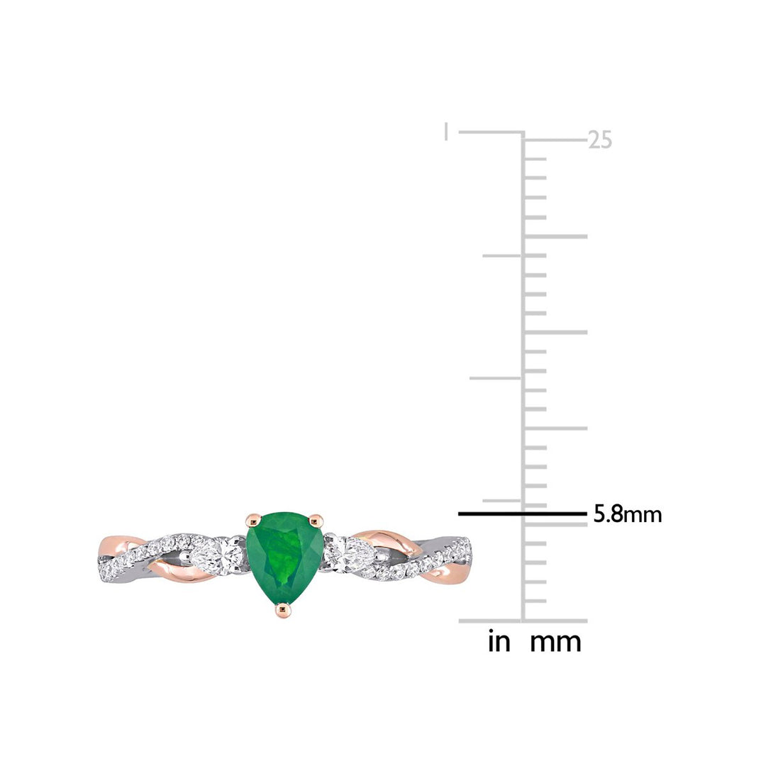 1/4 Carat (ctw) Emerald Pear Infinity Ring in 14K White Gold with Diamonds Image 4