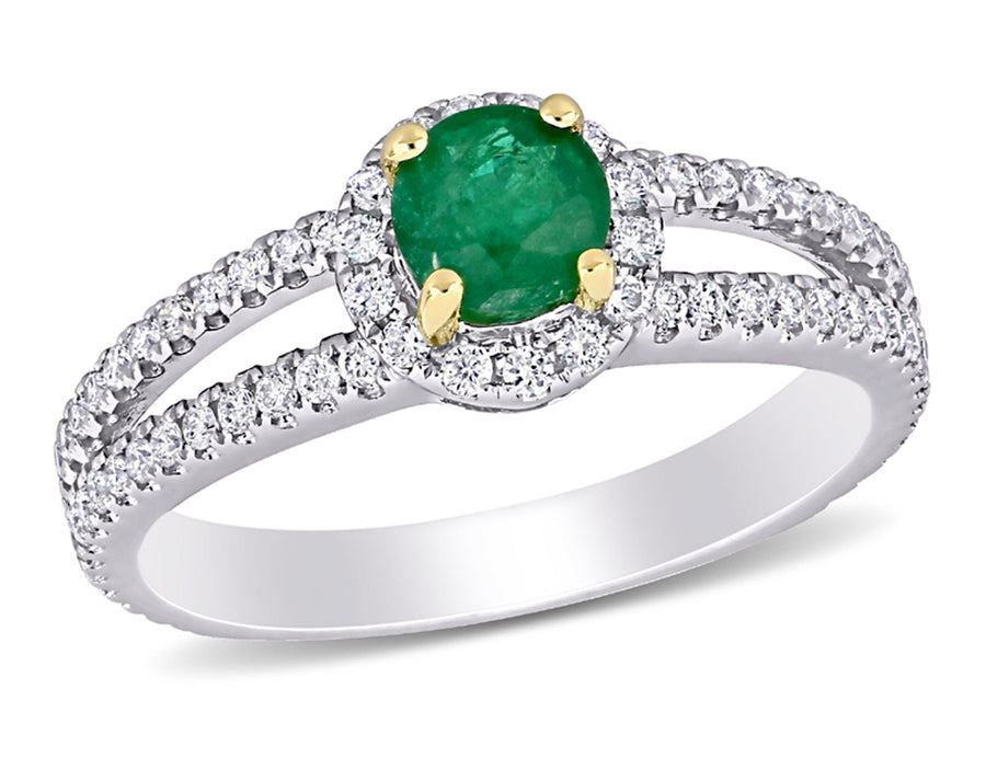 1/2 Carat (ctw) Emerald Ring in 14K White Gold with Diamonds 1/2 Carat (ctw) Image 1