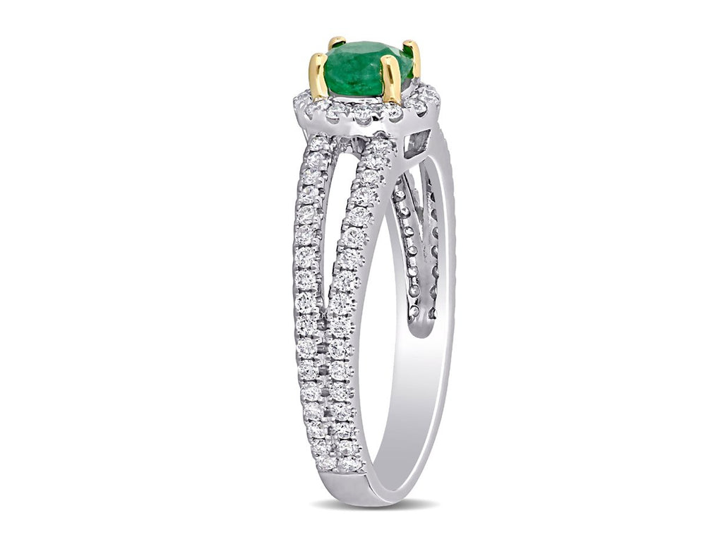 1/2 Carat (ctw) Emerald Ring in 14K White Gold with Diamonds 1/2 Carat (ctw) Image 2