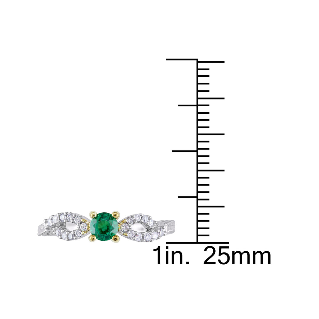 1/4 Carat (ctw) Lab-Created Emerald Ring in 14K White Gold with Diamonds Image 3