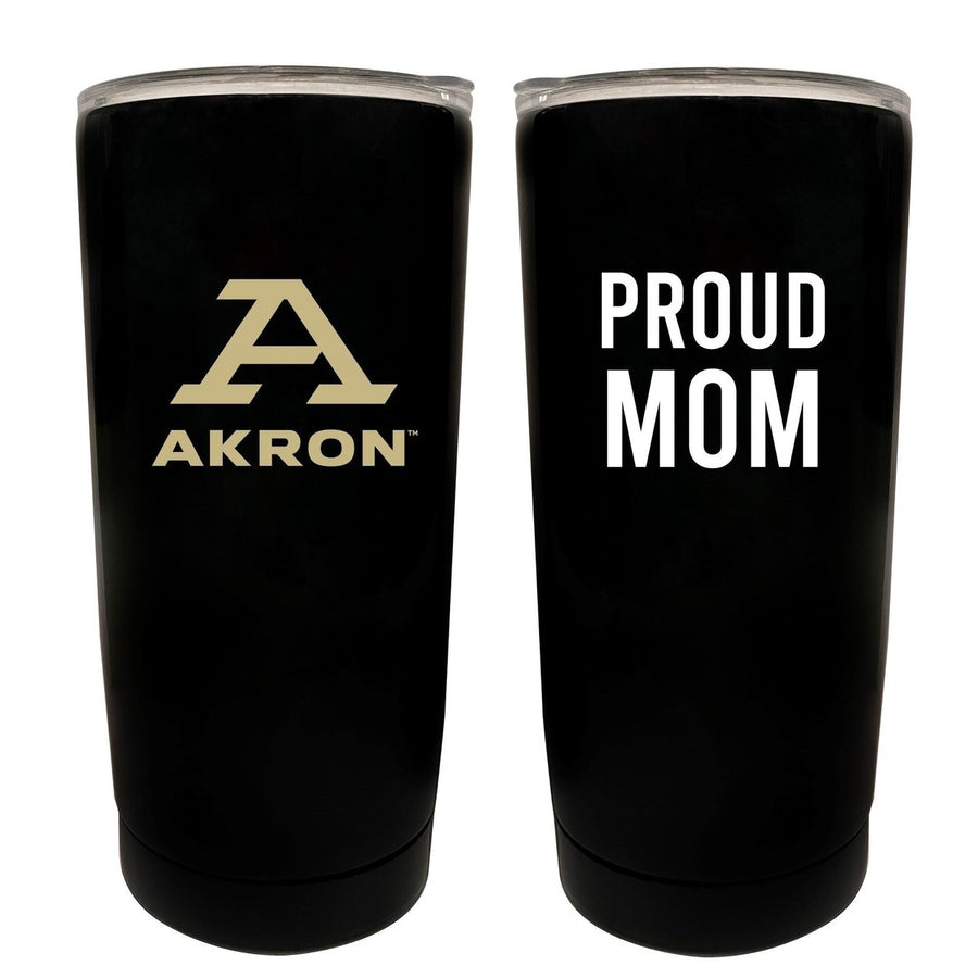Akron Zips NCAA Insulated Tumbler - 16oz Stainless Steel Travel Mug Proud Mom Design Black Image 1