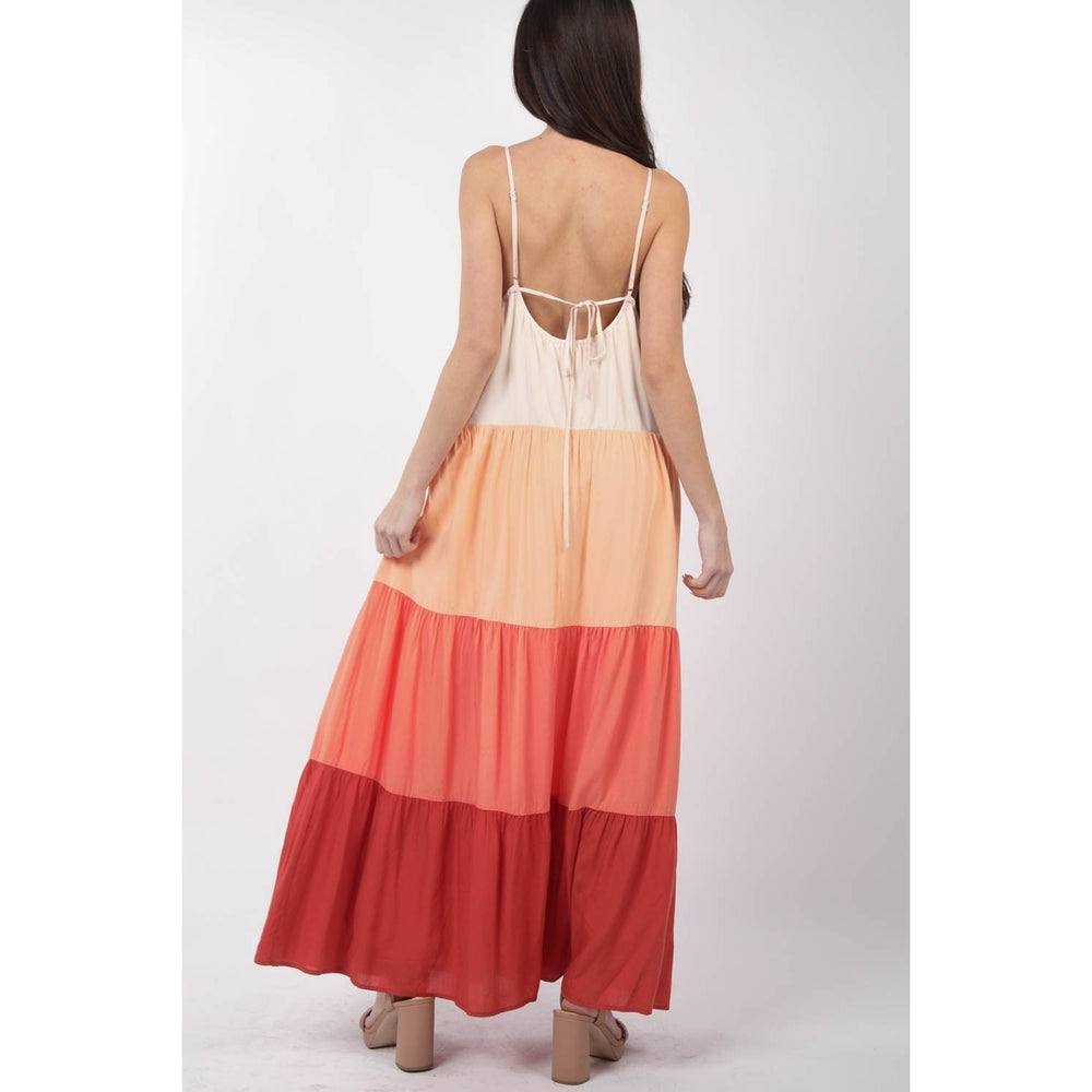 VERY J Color Block Tiered Maxi Cami Dress Image 2