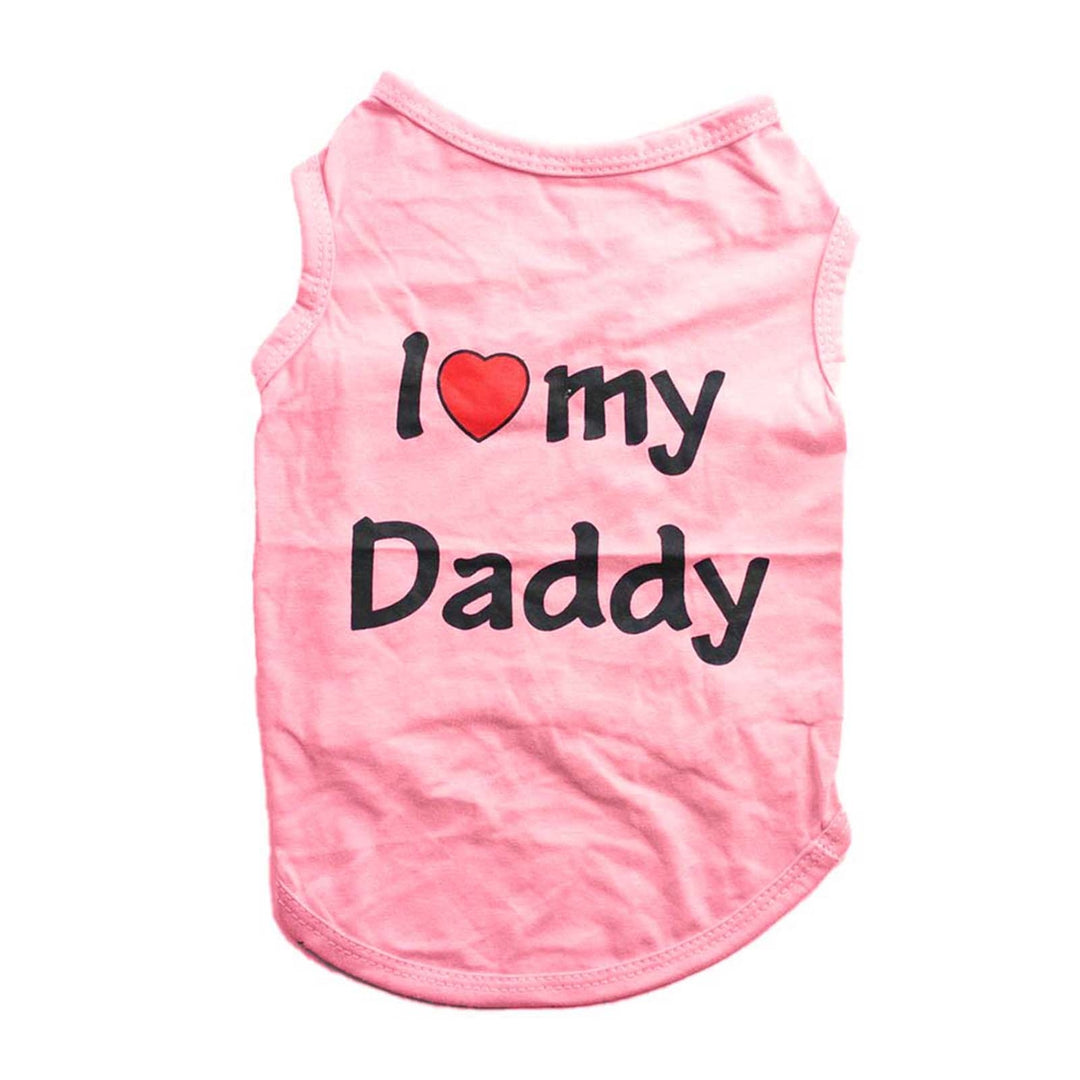 Lovely I Love My Daddy Mommy Small Dog Puppy Pet Cotton Clothes Sleeveless Vest Image 3