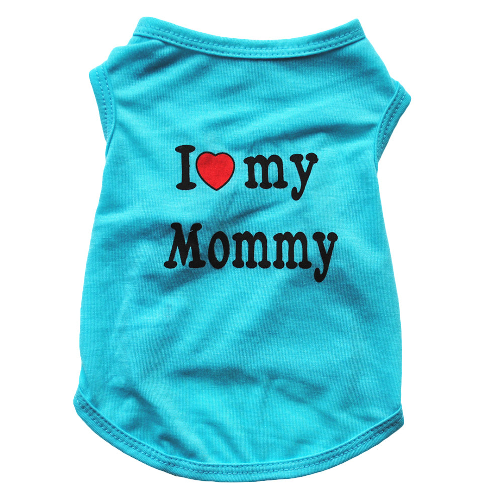 Lovely I Love My Daddy Mommy Small Dog Puppy Pet Cotton Clothes Sleeveless Vest Image 8
