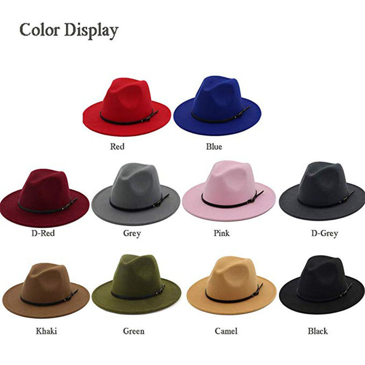 Jazz Cap Wide Brim Breathable Solid Color Fedora Hat Winter Floppy Women Cap Streetwear Image 3