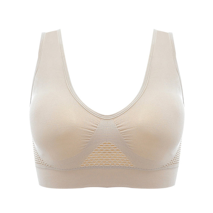Vest Bra with Chest Pad Wire Free Solid Color Women Seamless Sports Bra for Gym Image 3