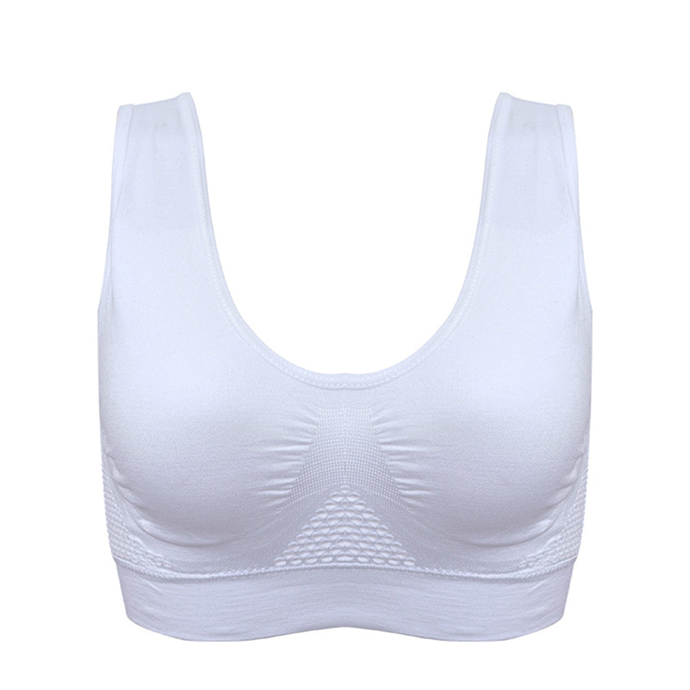 Vest Bra with Chest Pad Wire Free Solid Color Women Seamless Sports Bra for Gym Image 4