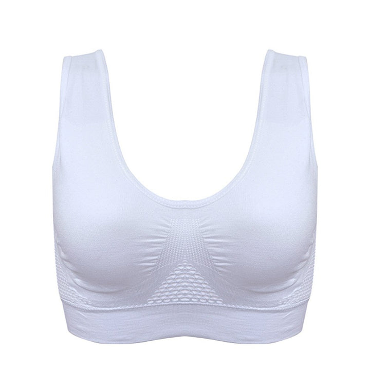 Vest Bra with Chest Pad Wire Free Solid Color Women Seamless Sports Bra for Gym Image 1