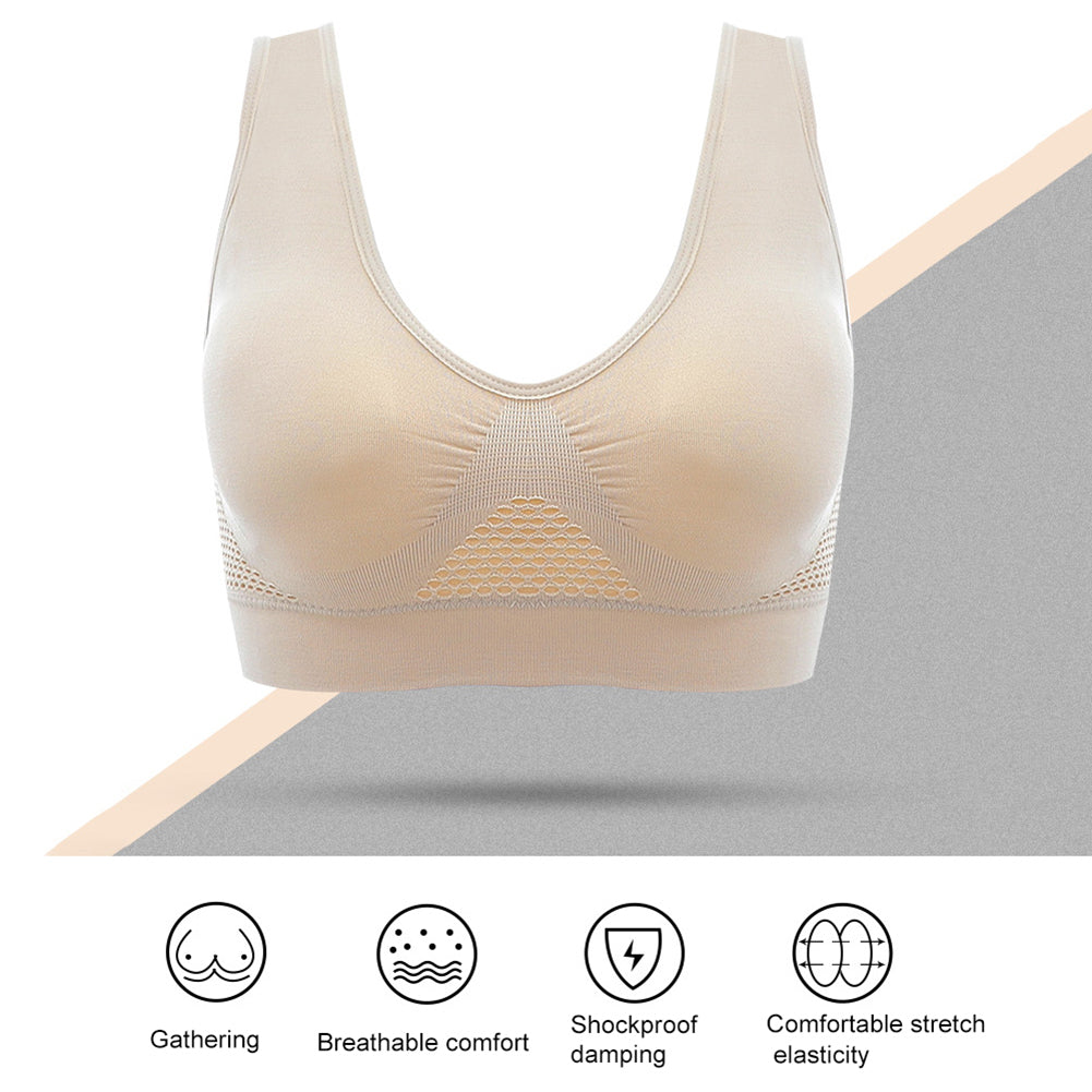 Vest Bra with Chest Pad Wire Free Solid Color Women Seamless Sports Bra for Gym Image 7