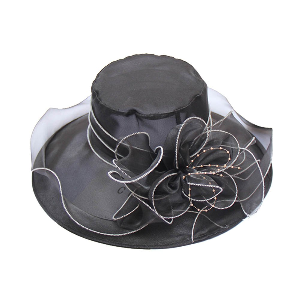 Beach Hat Floral Design Sun Protection Adjustable Organza Thin Elegant Sun Cap Fashion Accessories Image 3