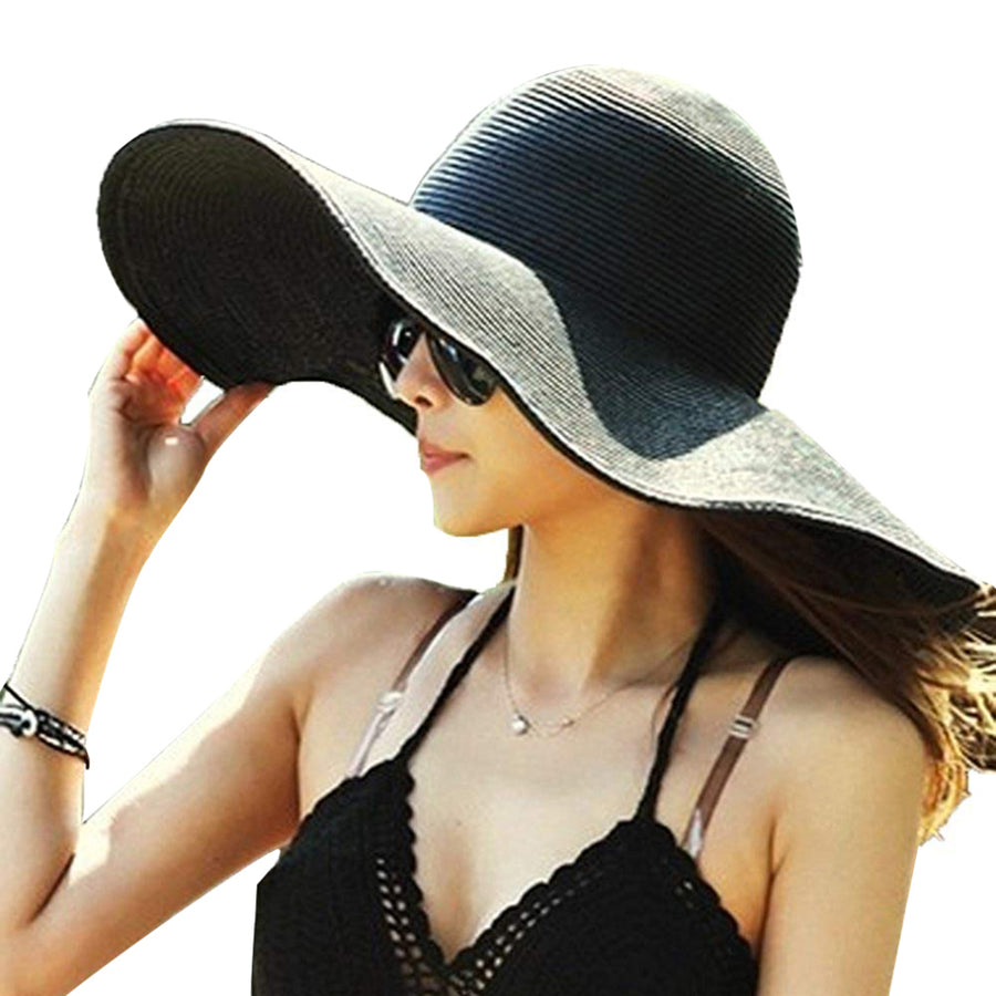 Sun Hat Widen Brim Sun Protection Solid Color Summer Outdoor Fashion Ladies Big Brimmed Straw Hat Women Accessories Image 1