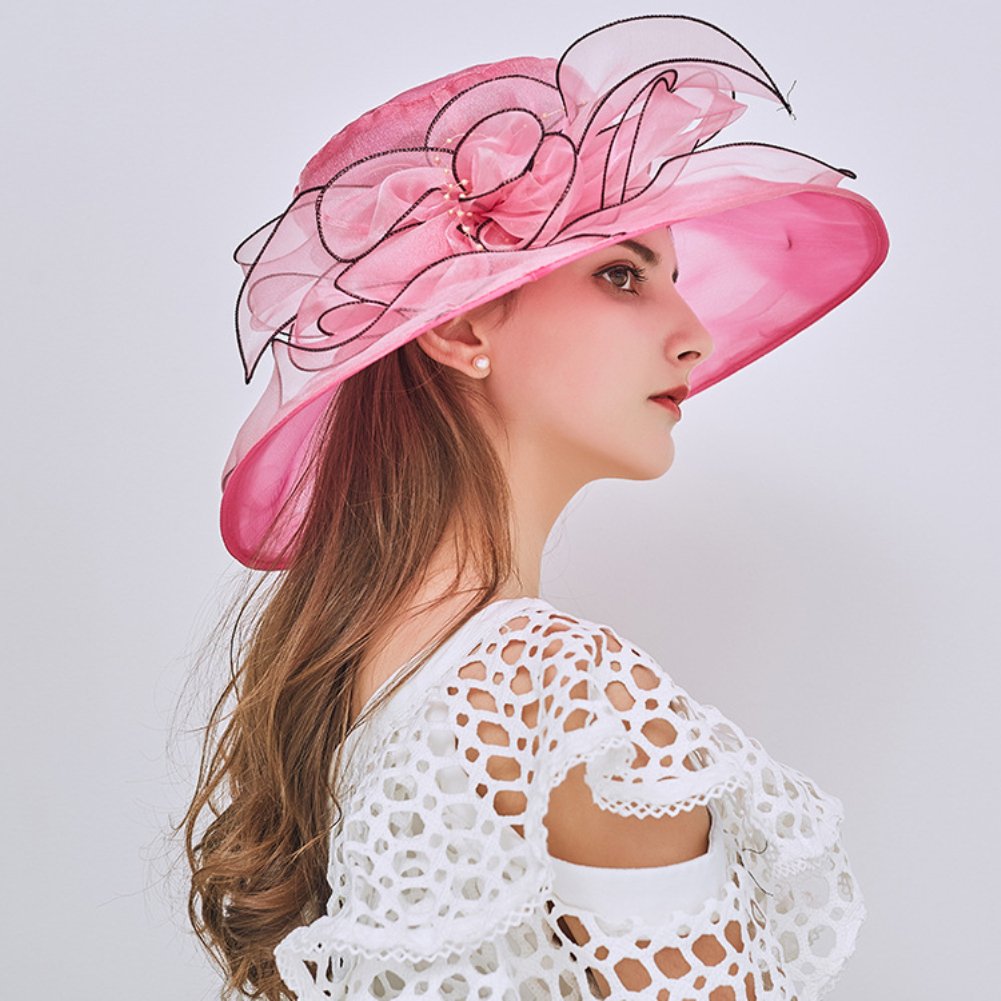 Beach Hat Floral Design Sun Protection Adjustable Organza Thin Elegant Sun Cap Fashion Accessories Image 12