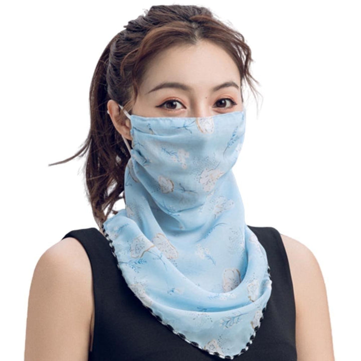 Rose Flower Women Summer Chiffon Anti-UV Thin Veil Scarf Neck Face Cover Shawl Image 1