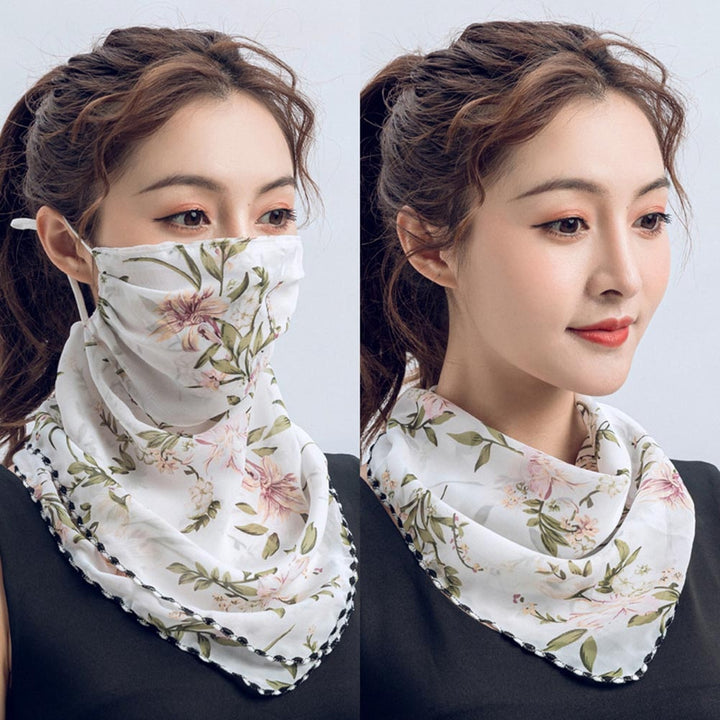 Rose Flower Women Summer Chiffon Anti-UV Thin Veil Scarf Neck Face Cover Shawl Image 7