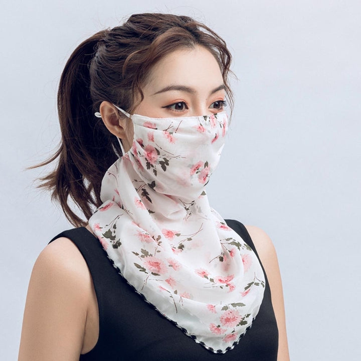 Rose Flower Women Summer Chiffon Anti-UV Thin Veil Scarf Neck Face Cover Shawl Image 12