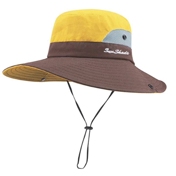 Anti-UV Patchwork Color Adjustable Straps Sun Hat Wide Brim Panama Hunting Fishing Sun Hat Outdoor Supplies Image 3