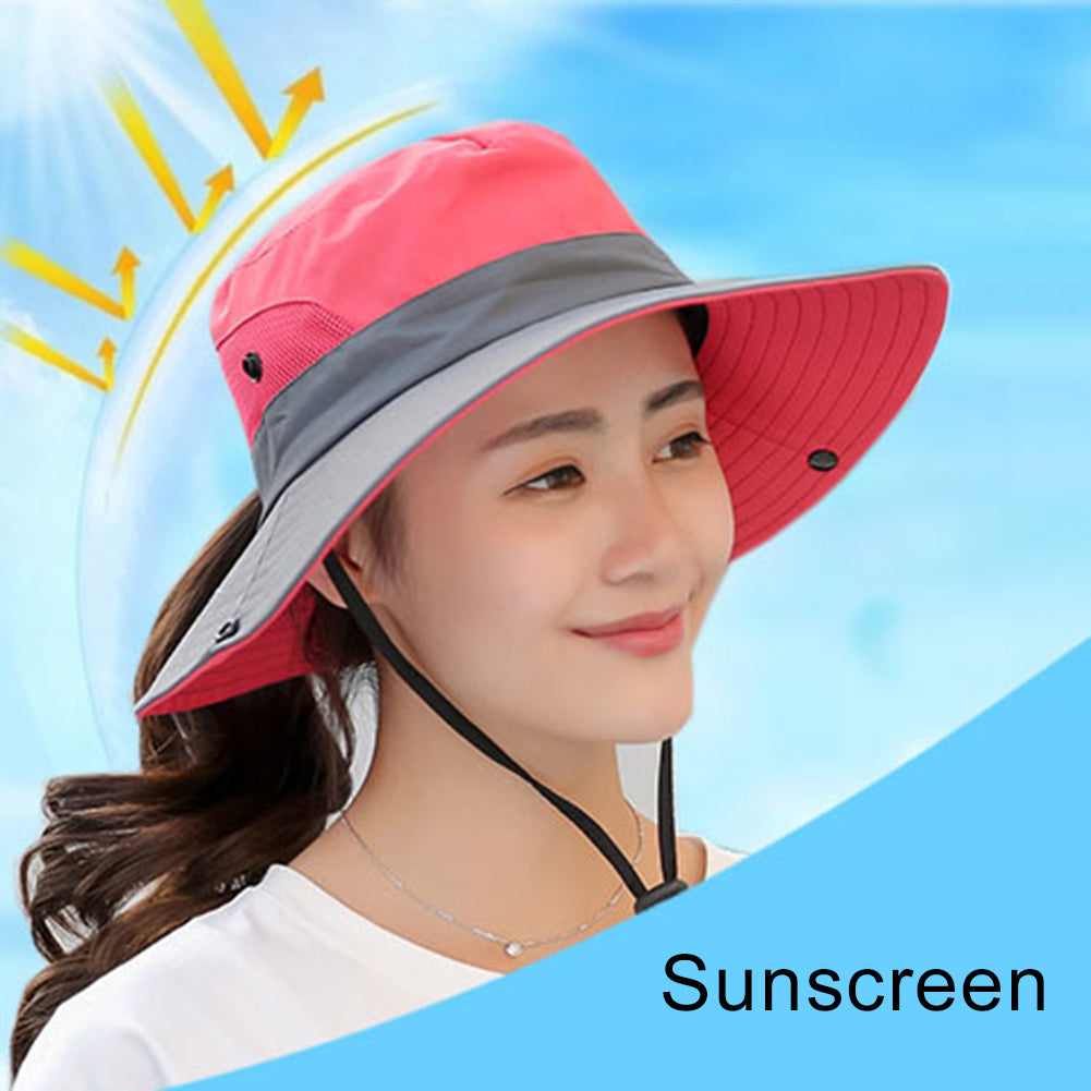 Anti-UV Patchwork Color Adjustable Straps Sun Hat Wide Brim Panama Hunting Fishing Sun Hat Outdoor Supplies Image 8