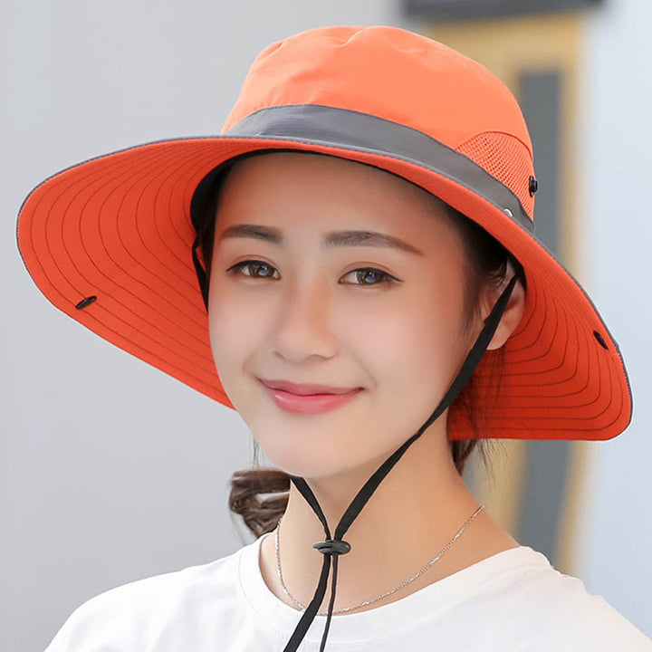 Anti-UV Patchwork Color Adjustable Straps Sun Hat Wide Brim Panama Hunting Fishing Sun Hat Outdoor Supplies Image 11