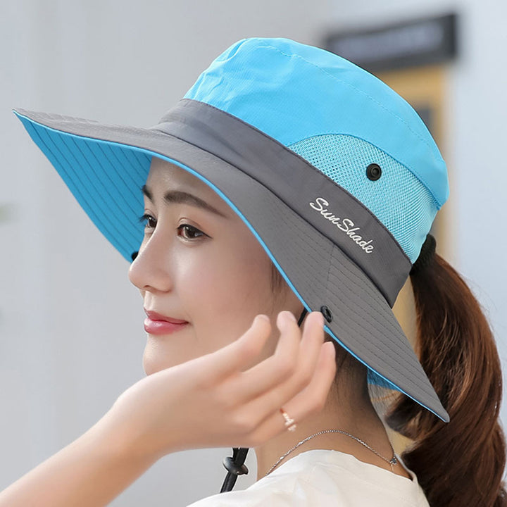 Anti-UV Patchwork Color Adjustable Straps Sun Hat Wide Brim Panama Hunting Fishing Sun Hat Outdoor Supplies Image 12