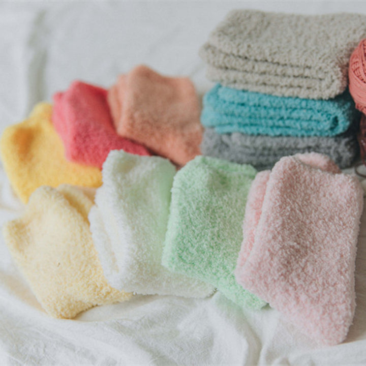 1 Pair Floor Socks Super Soft Ultra-thick Cotton Middle Tube Fluffy Autumn Winter Floor Socks for Home Image 6