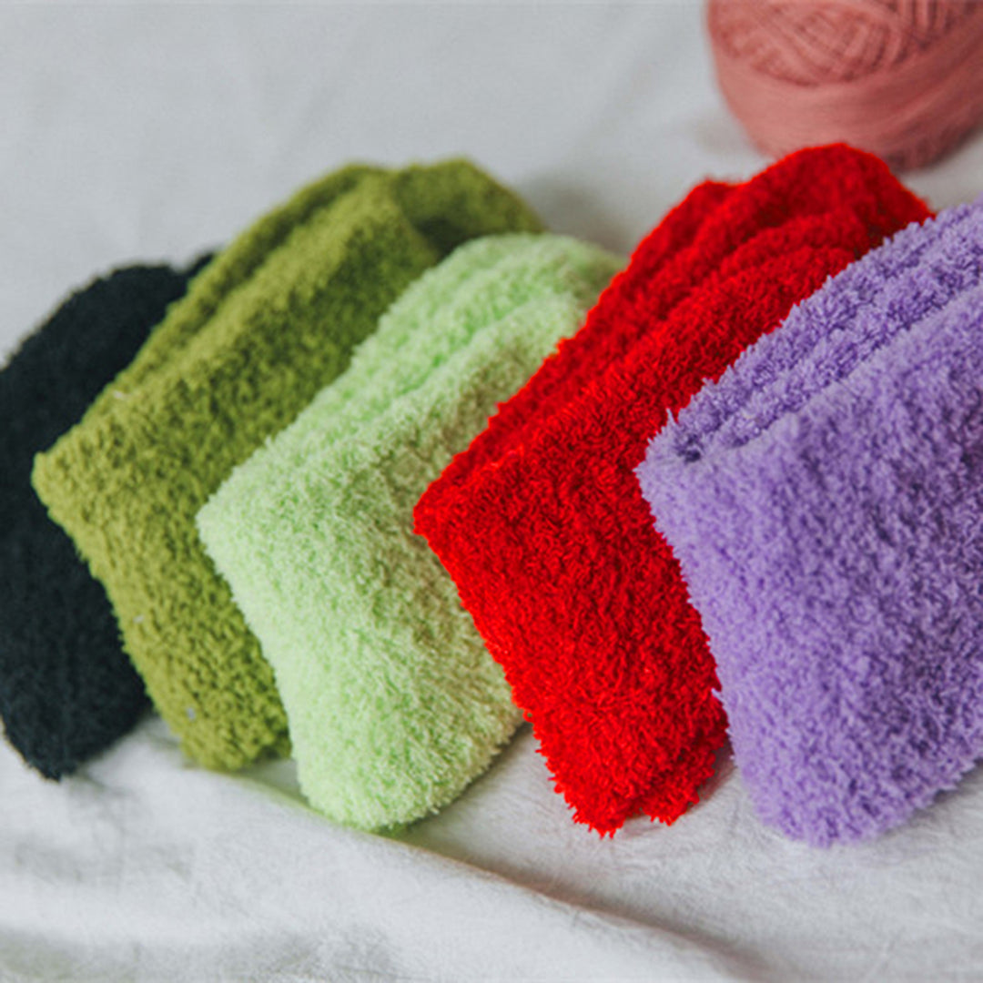 1 Pair Floor Socks Super Soft Ultra-thick Cotton Middle Tube Fluffy Autumn Winter Floor Socks for Home Image 7