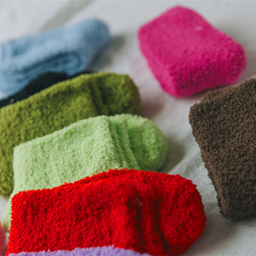 1 Pair Floor Socks Super Soft Ultra-thick Cotton Middle Tube Fluffy Autumn Winter Floor Socks for Home Image 9