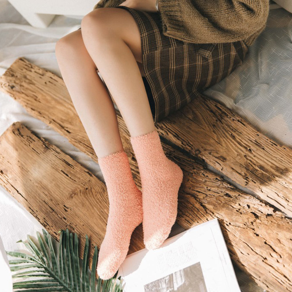 1 Pair Floor Socks Super Soft Ultra-thick Cotton Middle Tube Fluffy Autumn Winter Floor Socks for Home Image 11