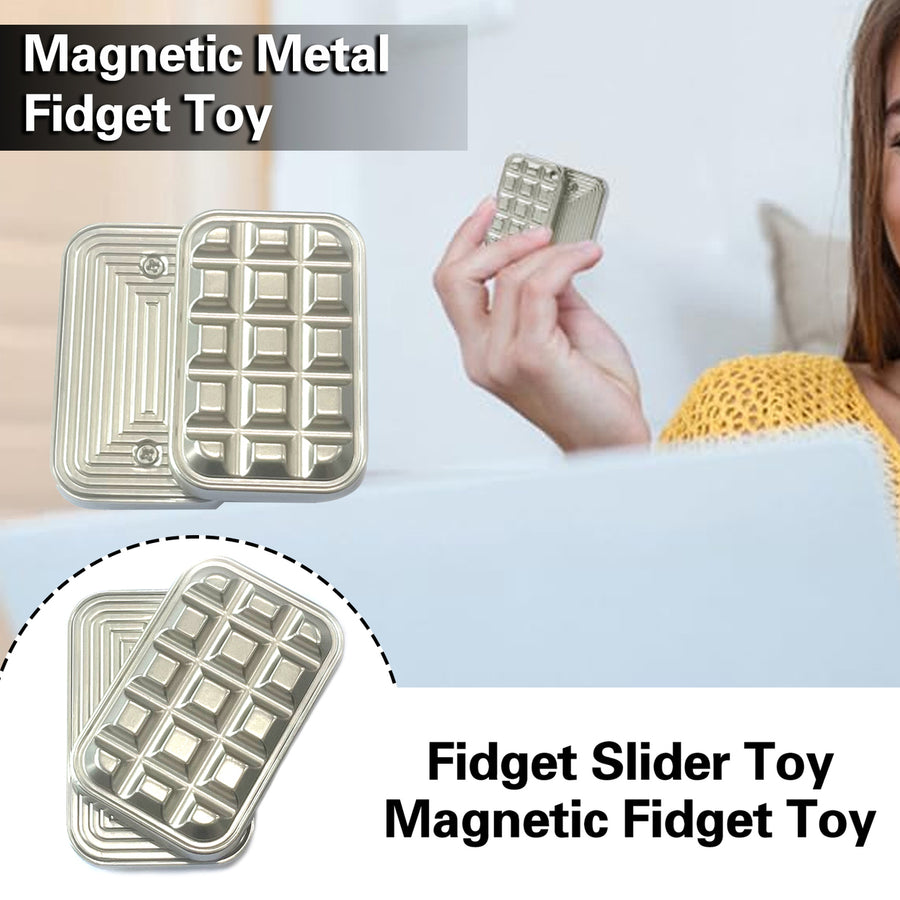 Magnetic Metal Slider Fidget Toy Pocket-sized Haptic Card Fidget Clicker Fingertip Push Toy Aluminum Alloy Brick Anxiety Image 1