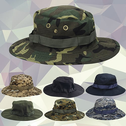 Sun Hat Snap Closure Wide Brim Multipurpose Camouflage Bucket Boonie Hat for Hunting Image 1