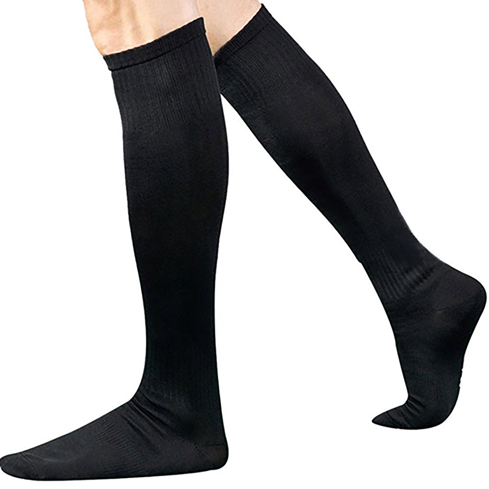 1 Pair Long Socks Solid Color Sweat Absorbent Good Elasticity Men Over Knee Sports Socks for Outdoor Activities Image 2