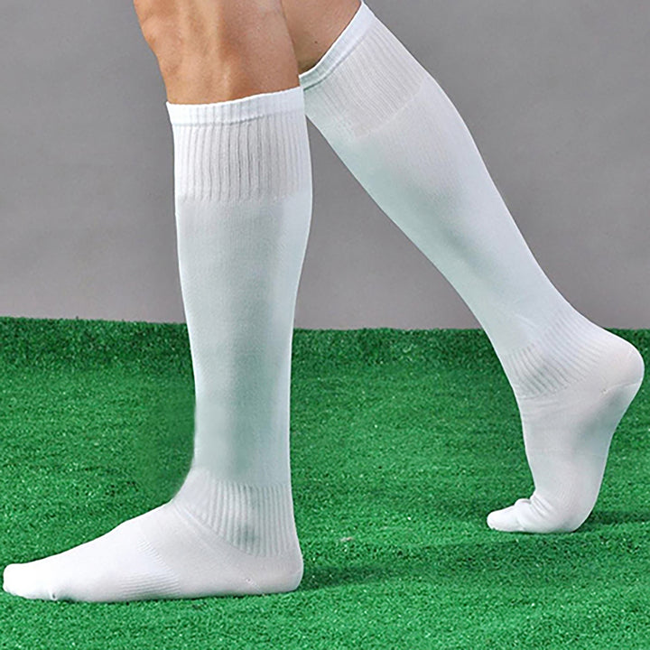 1 Pair Long Socks Solid Color Sweat Absorbent Good Elasticity Men Over Knee Sports Socks for Outdoor Activities Image 8