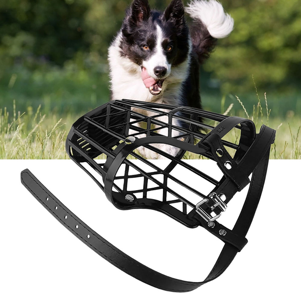 Dog Muzzle Hollow Out Breathable Plastic Puppy Dog Muzzles Anti-Barking Mouth Cover Outdoor Training Image 2