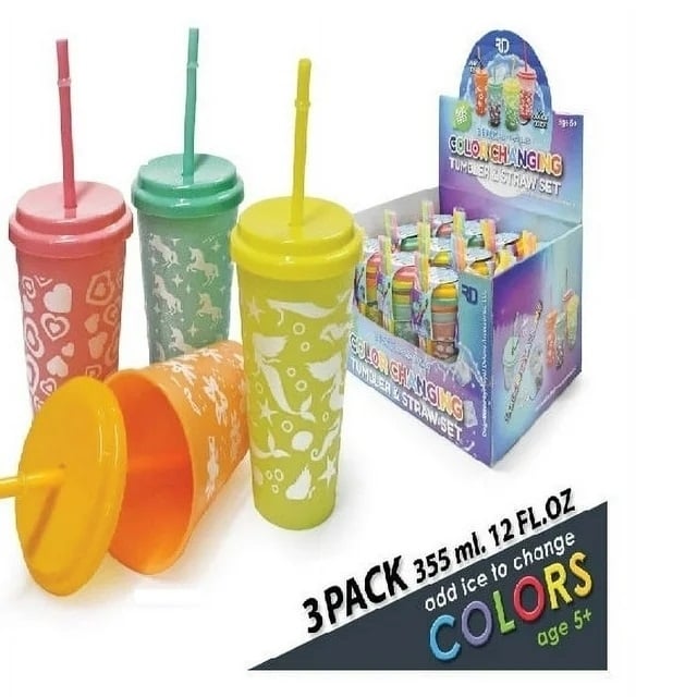 3-Pack Color Changing Tumbler and Straw Set Image 2