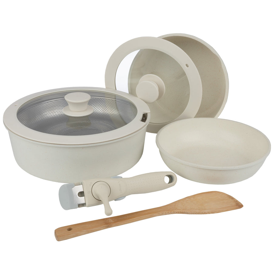 8-Piece Pots and Pans Set - Nonstick Cookware Set with Detachable HandleLidsSpatulaand Steam Pan - Kitchen Essentials Image 1