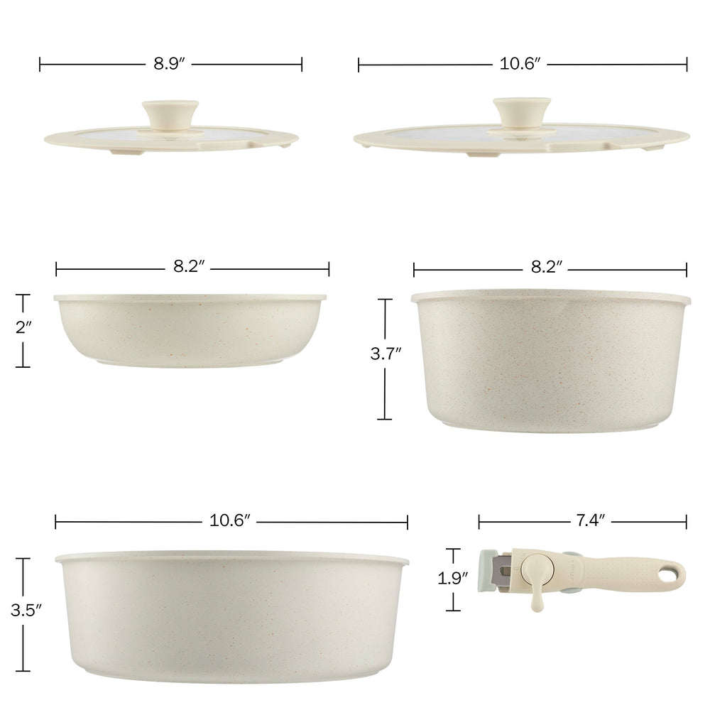 8-Piece Pots and Pans Set - Nonstick Cookware Set with Detachable HandleLidsSpatulaand Steam Pan - Kitchen Essentials Image 2