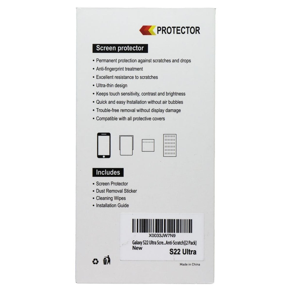 AACL Tempered Glass Screen Protector for Samsung Galaxy S22 Ultra - 2 Pack Image 2