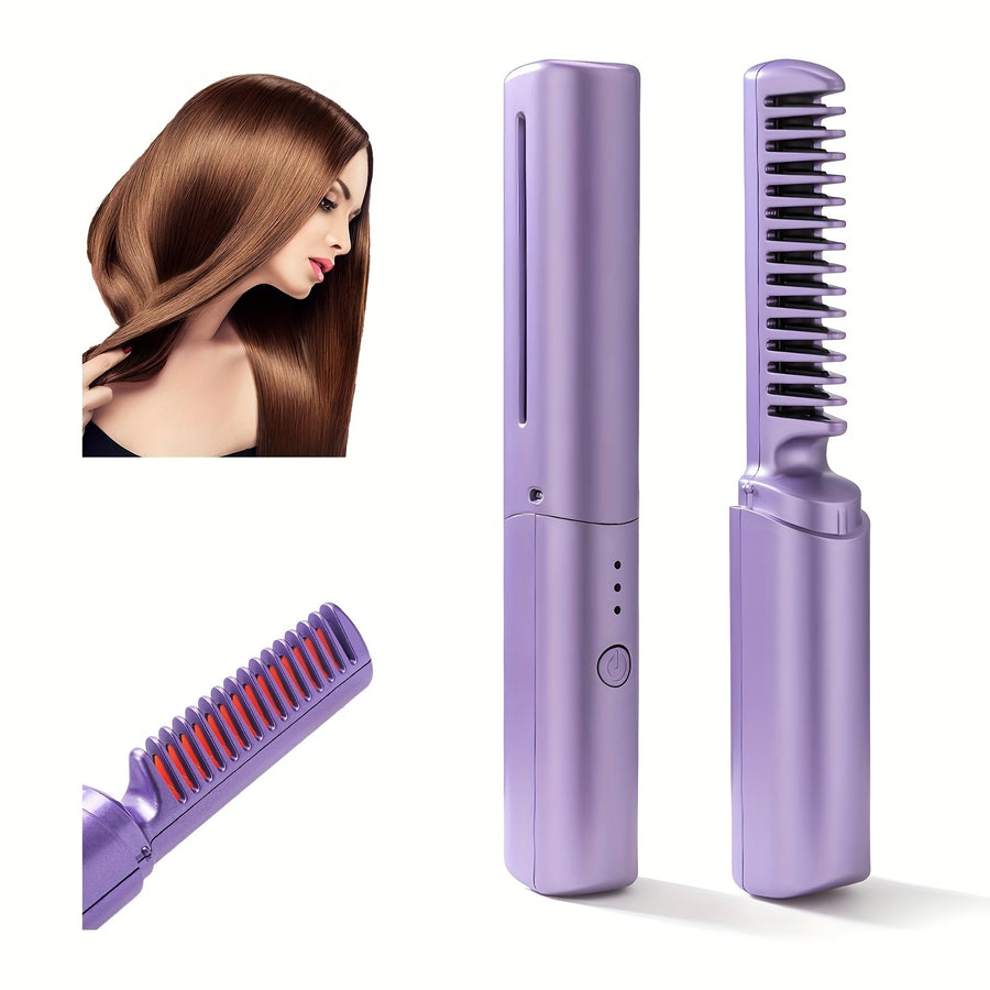 Rechargeable Hair Straightener Portable Cordless Hair Straightener Brush Image 1