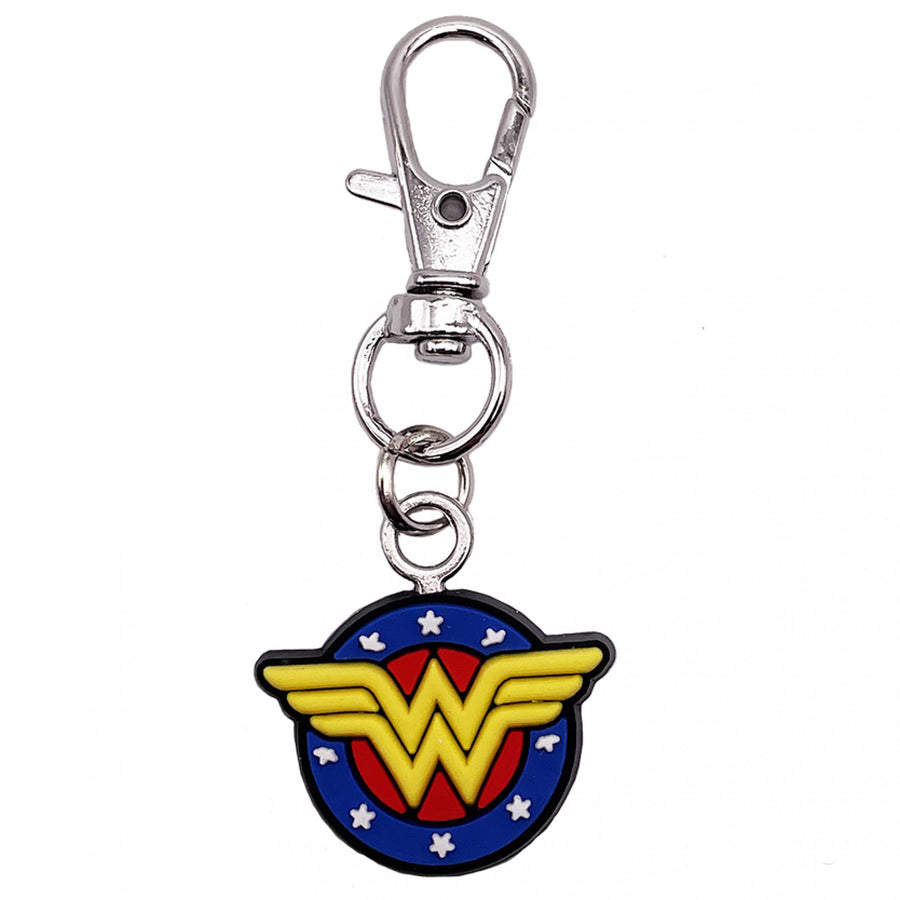 Wonder Woman Shield Logo Rubber Keychain Image 1