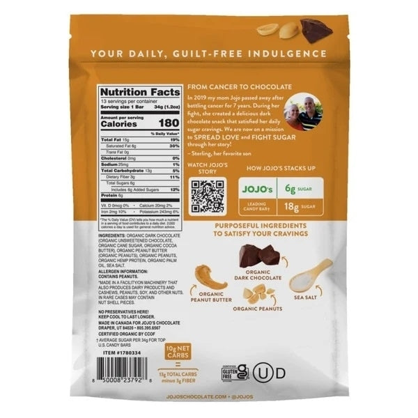 Jojos Organic Dark Chocolate Peanut Butter Filled Bars15.6 Ounce Image 2