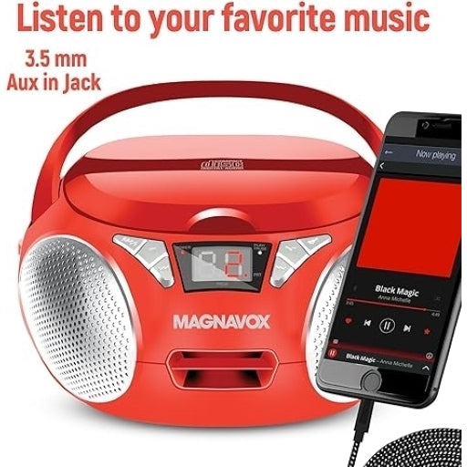 Magnavox CD Boombox With AM/FM Radio Red- Image 1