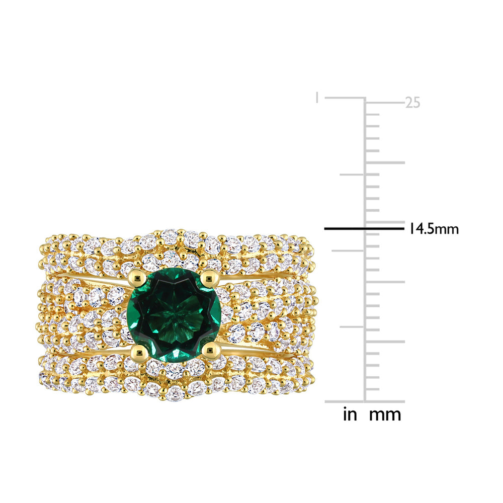 3.75 Carat (ctw) Lab-Created Emerald and White Sapphire Bridal Wedding Ring Set Sterling Silver Image 2